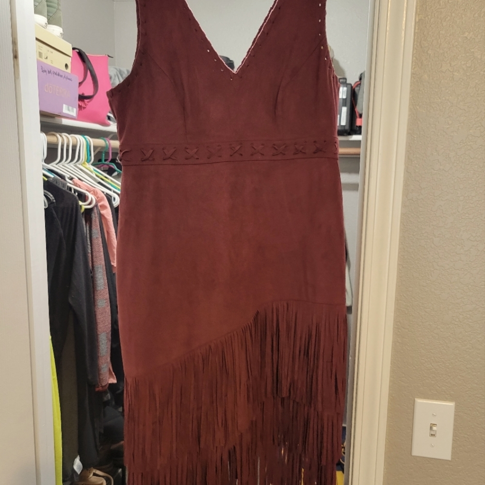 Idyllwind burgundy suede dress